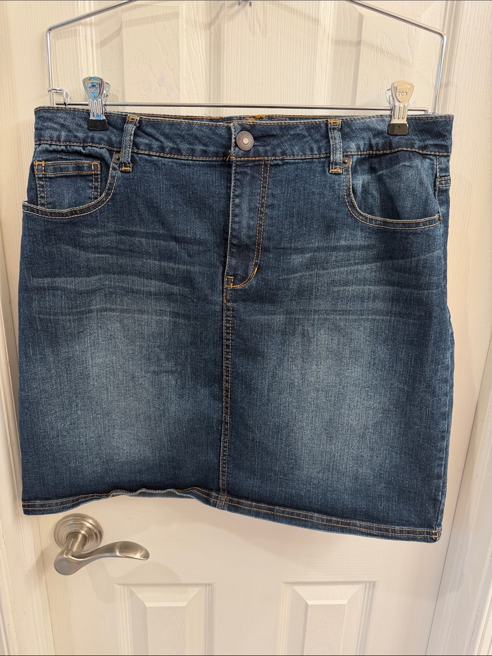 Classic Dark Blue Denim Skirt - Women's Casual Mini
